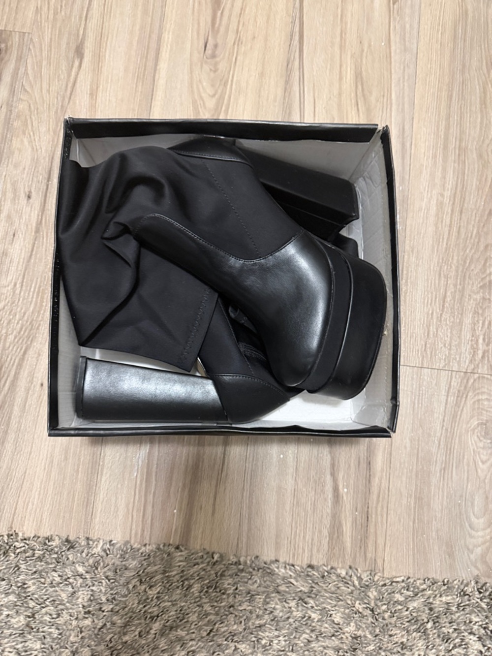 EGO Black Platform Over-the-Knee Block Heel Boots - Picture 7 of 7